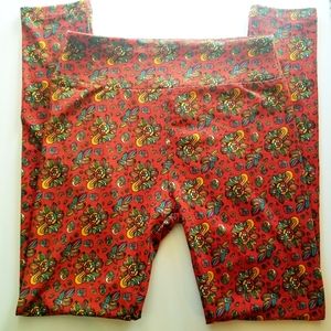 LuLaRoe Dark Red with Multicolored Flowers Sz OS